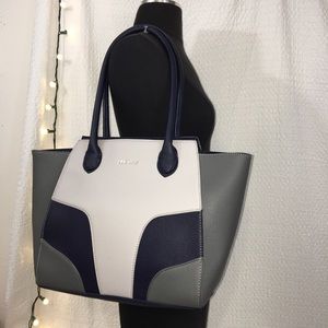 Nine West Gray, Navy, Ivory Pattern Tote Bag